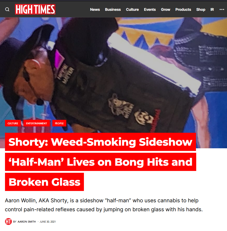 High Times Magazine Article Aaron Wollin, AKA Shorty